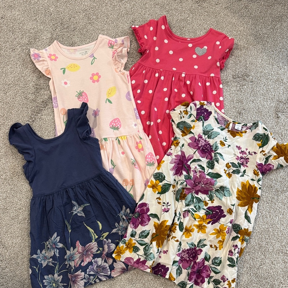 Kids Dress Set - Pink, Navy, Cream